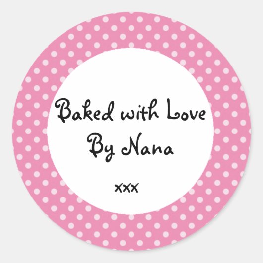 Pink Polka point 'cuit par nana' autocollant (Devant)