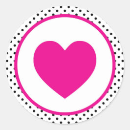 Pink Polkadot Heart Ronde Sticker