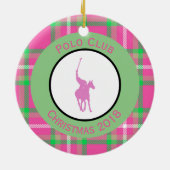 Pink Polo Horse Keramisch Ornament (Achterkant)