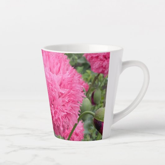 Pink Pom Pom Poppies Latte Mok (Rechts)