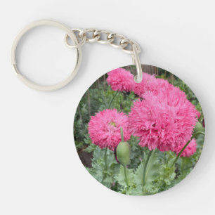 Pink Pom Pom Poppies Sleutelhanger
