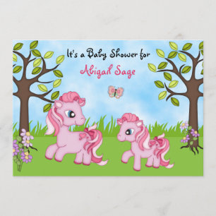 Pink Ponies Horse Baby shower nodigt uit ~ Meisjes Kaart