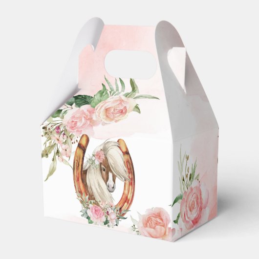 Pink pony verjaardag duizelig op cowgirl feest bedankdoosjes (Achterkant)