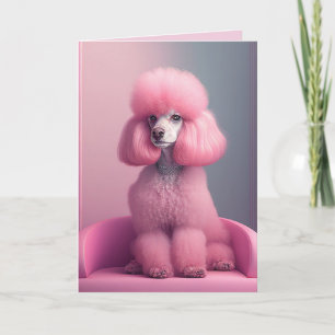 PINK POODLE ART CARTE D'ANNIVERSAIRE
