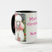 Pink Poodle Christmas Coffee Mok (Voorkant links)