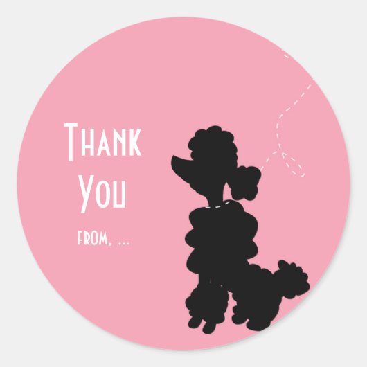Pink Poodle Dog 50's Party Favor Sticker (Devant)