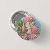 PINK POODLE DOG BUTTON Round (Voorkant /achterkant)