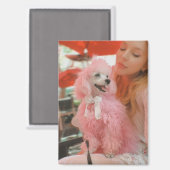 Pink poodle magnet, pink poodle gift magnet (Recto/Verso)