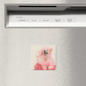 Pink poodle magnet, poodle decor magneet (Insitu (Vaatwasser))