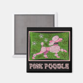 PINK POODLE PARADE - Aimant de caniche ludique (Recto/Verso)