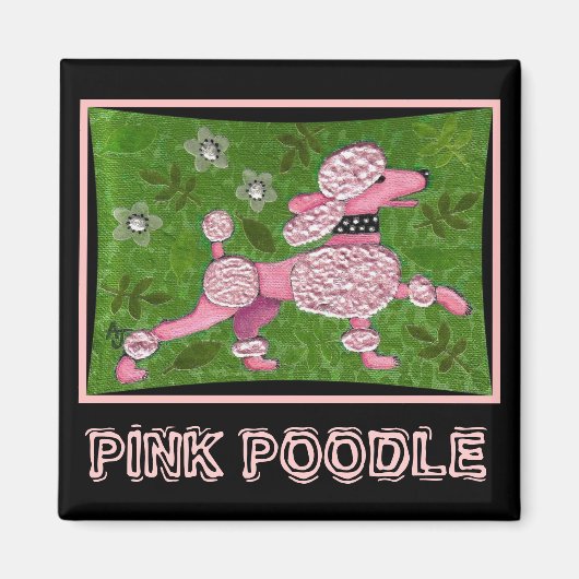 PINK POODLE PARADE - Aimant de caniche ludique (Devant)