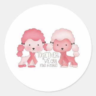 Pink Poodle-Samen kunnen we een remedie vinden Ronde Sticker
