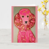 Pink Poodle Wenskaart Kaart (Gele Bloem)