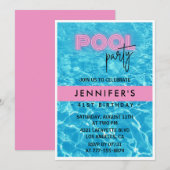Pink Pool Party 41e verjaardag uitnodigingen (Voorkant / Achterkant)