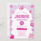 Pink Pool Party Editable Anniversaire Invitation (Devant)
