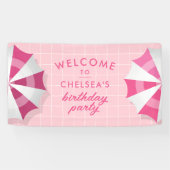 Pink Pool Party Verjaardag Welkom Spandoek (Horizontaal)
