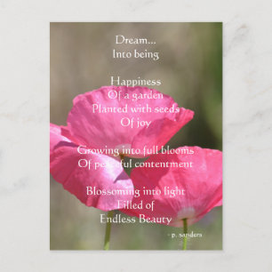 Pink Poppies Dream Poem Briefkaart