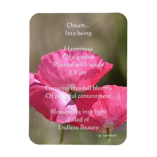Pink Poppies Dream Poem   Magneet (Verticaal)