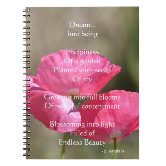 Pink Poppies Dream Poem Notitieboek (Voorkant)