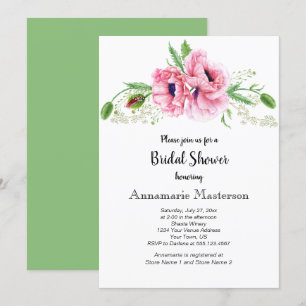Pink Poppies Greenery Bouquet Vrijgezellenfeest Kaart