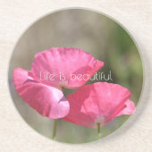 Pink Poppies   Zandsteen Onderzetter (Voorkant)