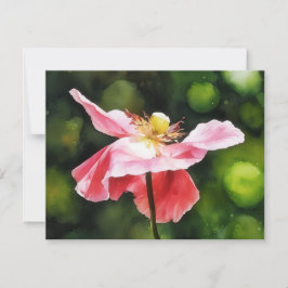 Pink Poppy Flower Floral Art Note Card Set Notitiekaartje