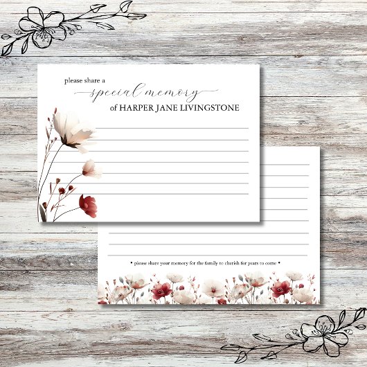 Pink Poppy Funeral Memorial Share a Memory Kaart