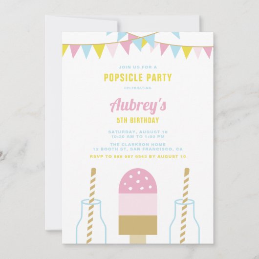 Pink Popsicle | Invitation d'été (Devant)