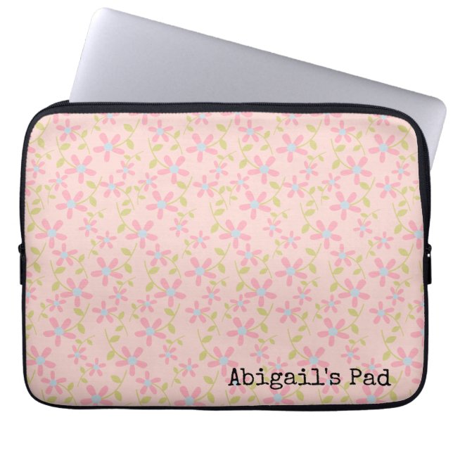 Pink Posey Pattern Laptop Sleeve (Voorkant)