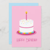 Pink première anniversaire fille casser carte gâte (Devant / Derrière)