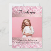 Pink première communion fille photo carte de remer (Devant)