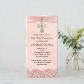 Pink Première Sainte Communion Invitation religieu (Debout devant)