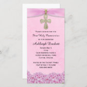 Pink Première Sainte Communion Invitation religieu (Devant / Derrière)