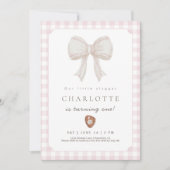 Pink Preppy Baseball Bow Birthday Invitation (Devant)