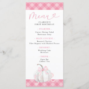 Pink Preppy Pumpkin Girl's eerste verjaardagsmenu Menu