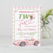 Pink Preppy Retro TWO FAST Birthday Invitation (Debout devant)