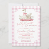 Pink Preppy Silly Goose Baby shower Invitation (Devant)