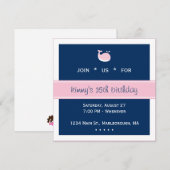 Pink Preppy Whale Birthday Kaart (Voorkant / Achterkant)