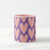 Pink Pretty Hearts sur la Coupe de Mug Violet (Centre)