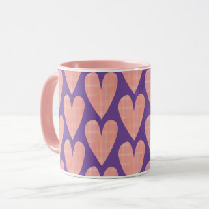 Pink Pretty Hearts sur la Coupe de Mug Violet
