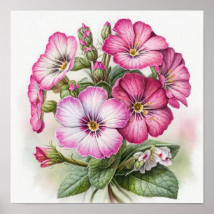 Pink Primrose Flowers Art Imprimer Poster