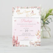 Pink Princess Anniversaire Fairy Tale Invitation (Debout devant)