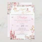 Pink Princess Anniversaire Fairy Tale Invitation (Devant / Derrière)