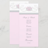 Pink Princess Baby Girl Douche Menu Cartes en rack (Devant / Derrière)
