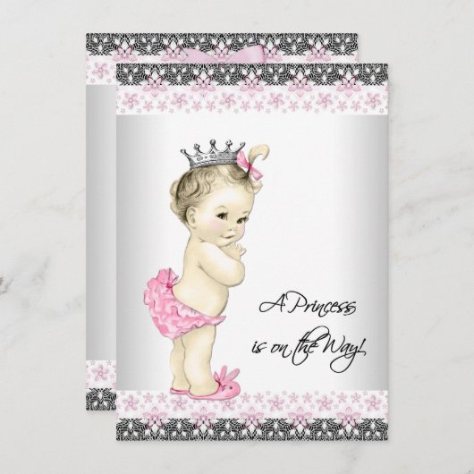 Pink Princess Baby shower Kaart (Voorkant / Achterkant)