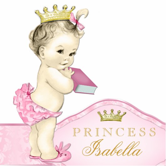 Pink Princess Baby shower Staand Fotobeeldje (Voorkant)