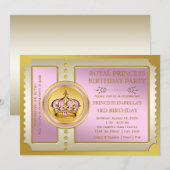 Pink Princess Birthday Party Kaart (Voorkant / Achterkant)