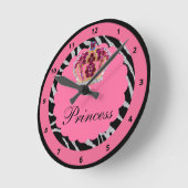 Pink Princess Bling Crown & Zebra Print Horloge (Angle)