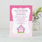 Pink Princess Castle Birthday Kaart (Staand voorkant)