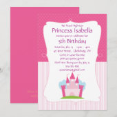 Pink Princess Castle Birthday Kaart (Voorkant / Achterkant)